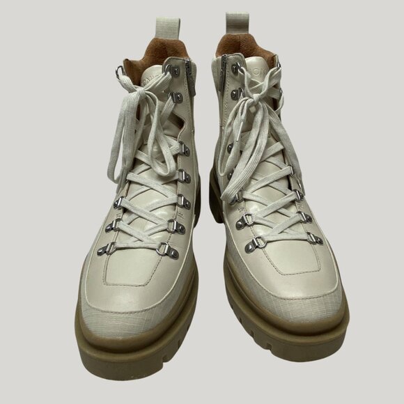 Vionic Jaxen Waterproof Lug Sole Hiker Ankle Boots Lace Up Cream Size 11 - Picture 3 of 6